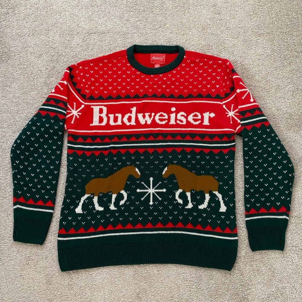 Budweiser Ugly Christmas Sweater (Red) Large